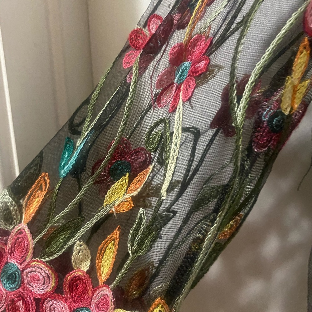 Vintage Emery Rose Top  Floral Embroidered Multi-color Blouse 3/4 Sleeves Small - Picture 7 of 14